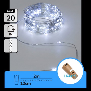 Aigostar - LED dekoračný reťazec s uzáverom na fľašu 20xLED/3xLR44 2m studená biela