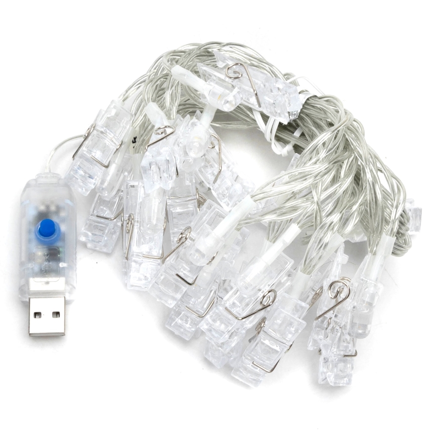 Aigostar - LED Dekoratívny reťazec 20xLED/5W/USB 6 m teplá biela