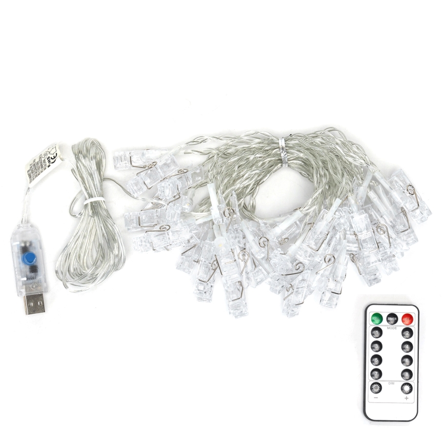 Aigostar - LED dekoratívny reťazec 40xLED/5W/USB 9 m teplá biela