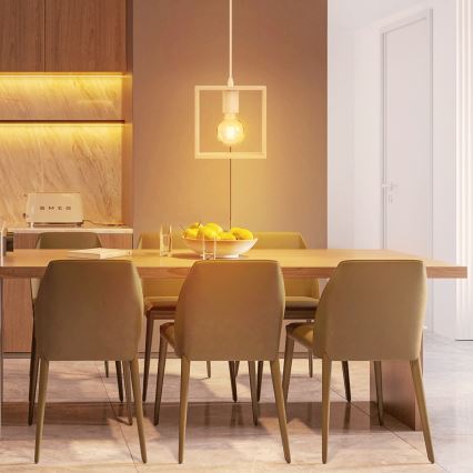 Aigostar - LED drevený luster na lanku 1xE27/9W/230V 2200K borovica