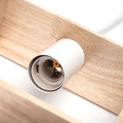 Aigostar - LED drevený luster na lanku 1xE27/9W/230V 2200K borovica