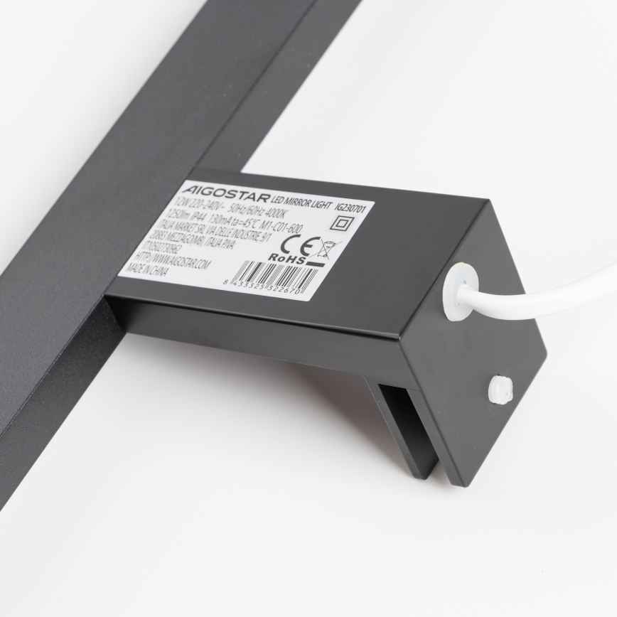 Aigostar - LED Kúpeľňové osvetlenie zrkadla LED/12W/230V 4000K 60 cm IP44 čierna