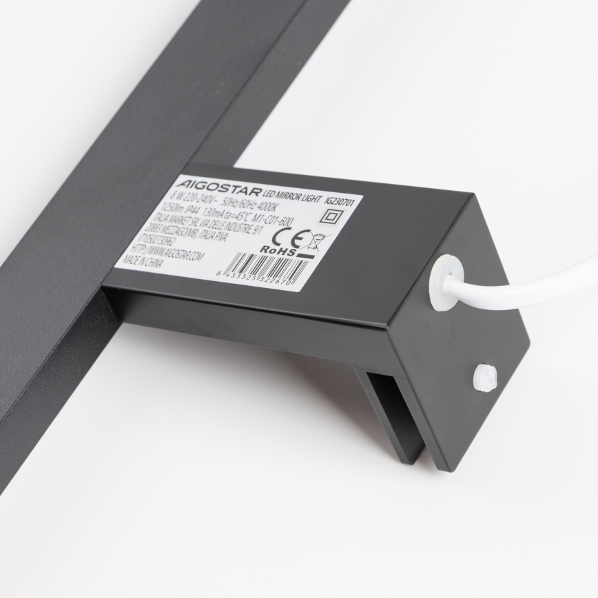Aigostar - LED Kúpeľňové osvetlenie zrkadla LED/8W/230V 4000K 40 cm IP44 čierna