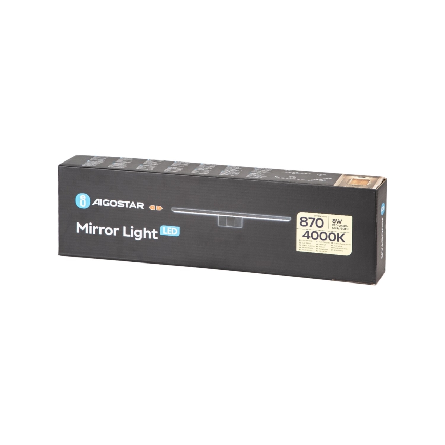 Aigostar - LED Kúpeľňové osvetlenie zrkadla LED/8W/230V 4000K 40 cm IP44 čierna
