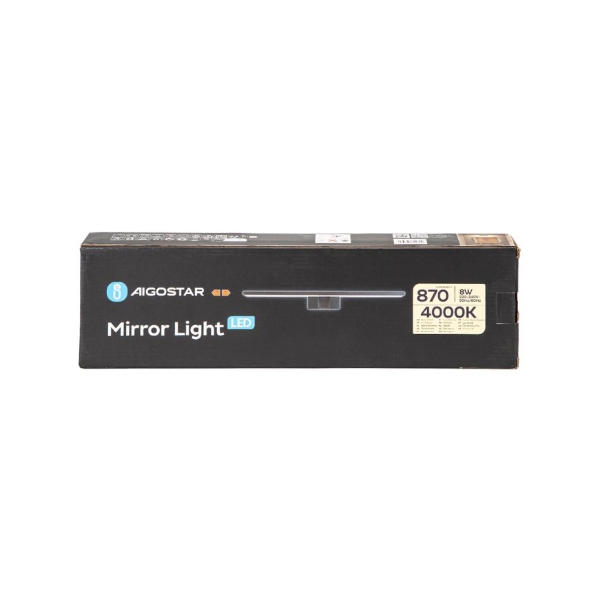 Aigostar - LED Kúpeľňové osvetlenie zrkadla LED/8W/230V 4000K 40 cm IP44 čierna