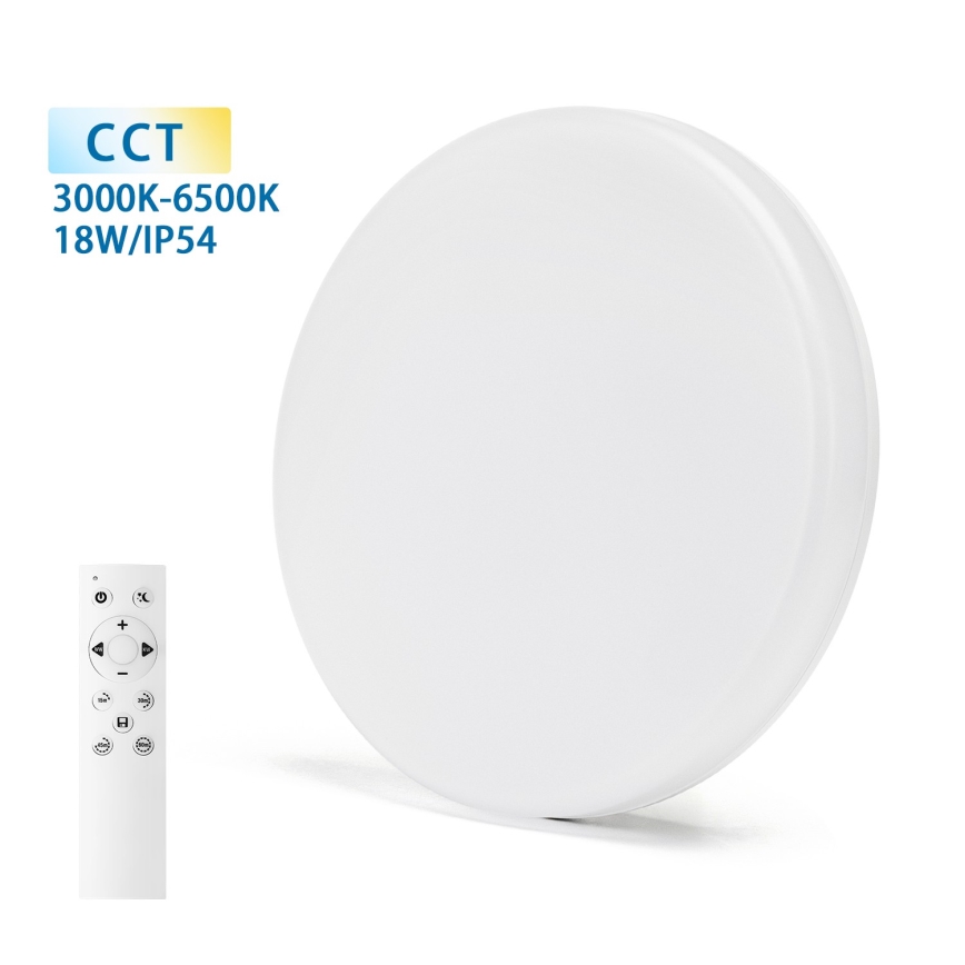 Aigostar - LED Stmievateľné kúpeľňové stropné svietidlo LED/18W/230V 3000-6000K IP54 + diaľkové ovládanie