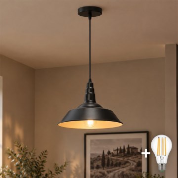 Aigostar - LED luster na lanku 1xE27/60W/230V pr. 36 cm čierna