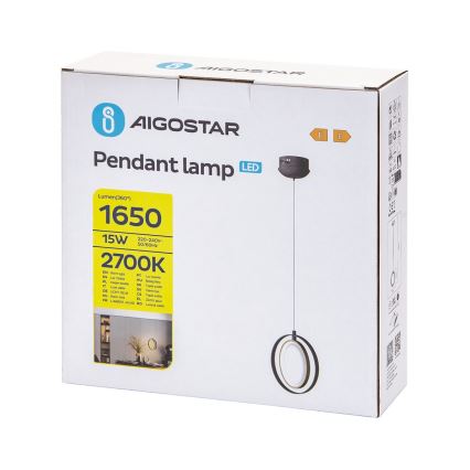 Aigostar - LED Luster na lanku LED/15W/230V 2700K čierna