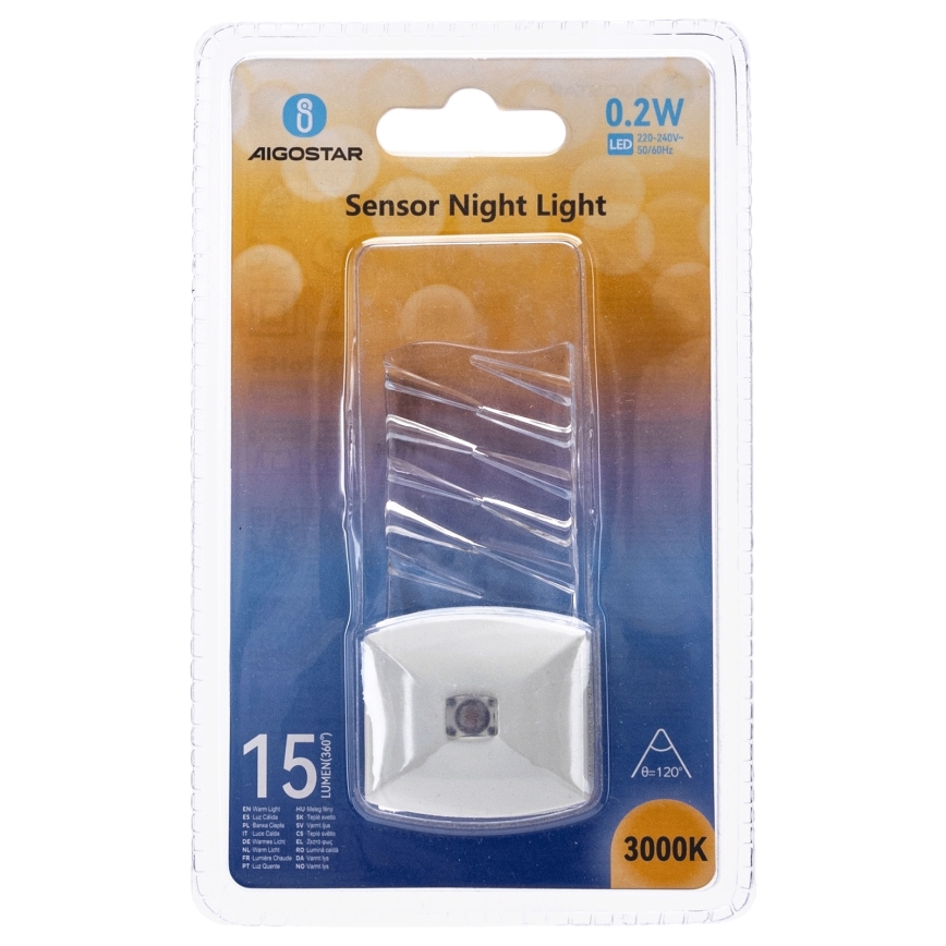 Aigostar - LED Nočné svetlo so senzorom súmraku LED/0,2W/230V 3000K