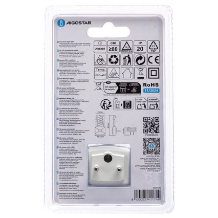 Aigostar - LED Nočné svetlo so senzorom súmraku LED/0,2W/230V 3000K