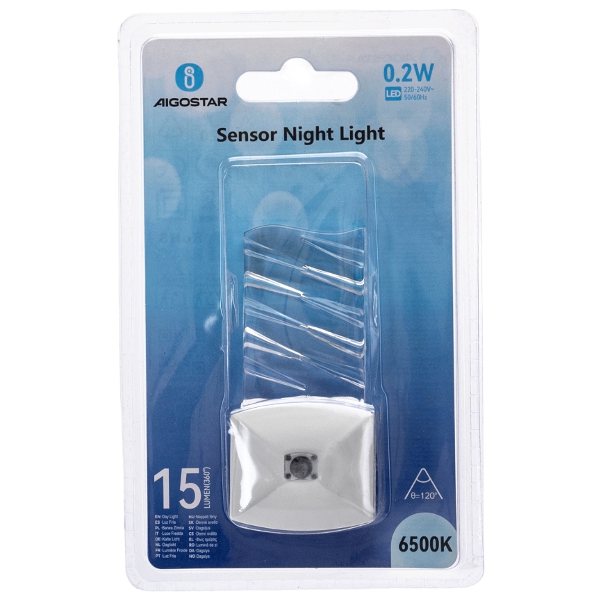 Aigostar - LED Nočné svetlo so senzorom súmraku LED/0,2W/230V 6500K