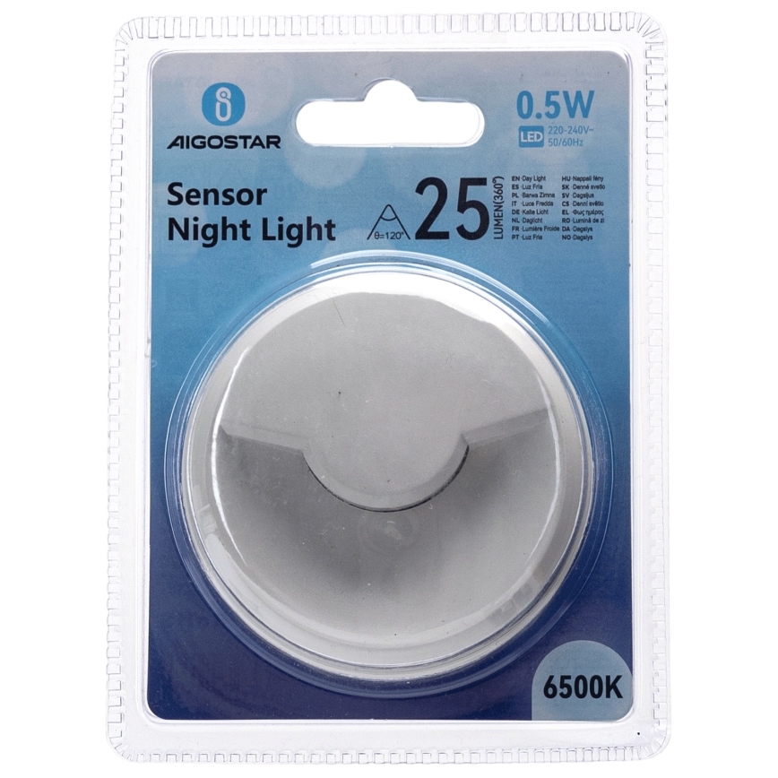 Aigostar - LED Nočné svetlo so senzorom súmraku LED/0,5W/230V 6500K