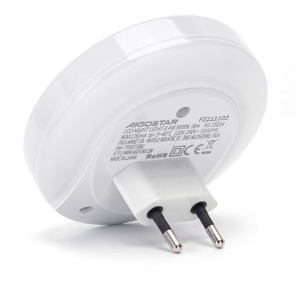 Aigostar - LED nočné svietidlo so súmrakovým senzorom do zásuvky s USB LED/0,4W/230V
