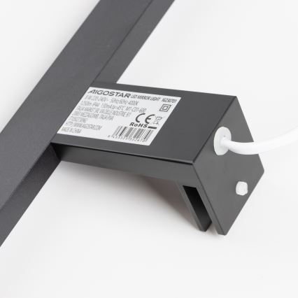 Aigostar - LED osvetlenie zrkadla do kúpeľne LED/8W/230V 4000K 40 cm IP44 čierne