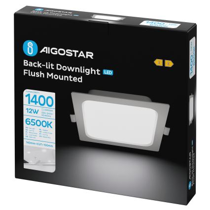 Aigostar - LED podhľadové svietidlo LED/12W/230V 6500K 17,5x17,5 cm biele