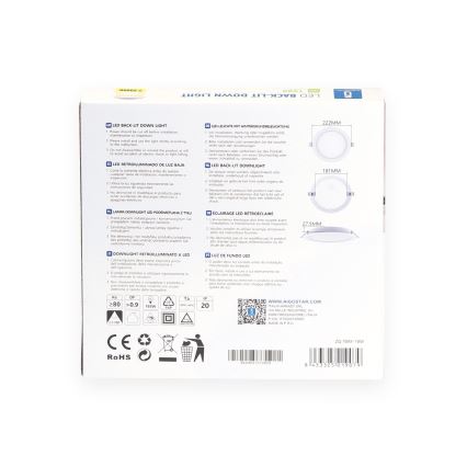 Aigostar - LED podhľadové svietidlo LED/18W/230V 3000K pr. 22,2 cm biela
