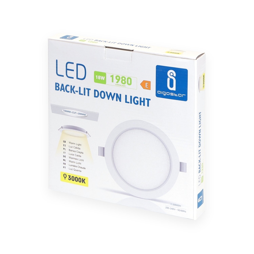 Aigostar - LED Podhľadové svietidlo LED/18W/230V 3000K pr. 27,5 cm biela