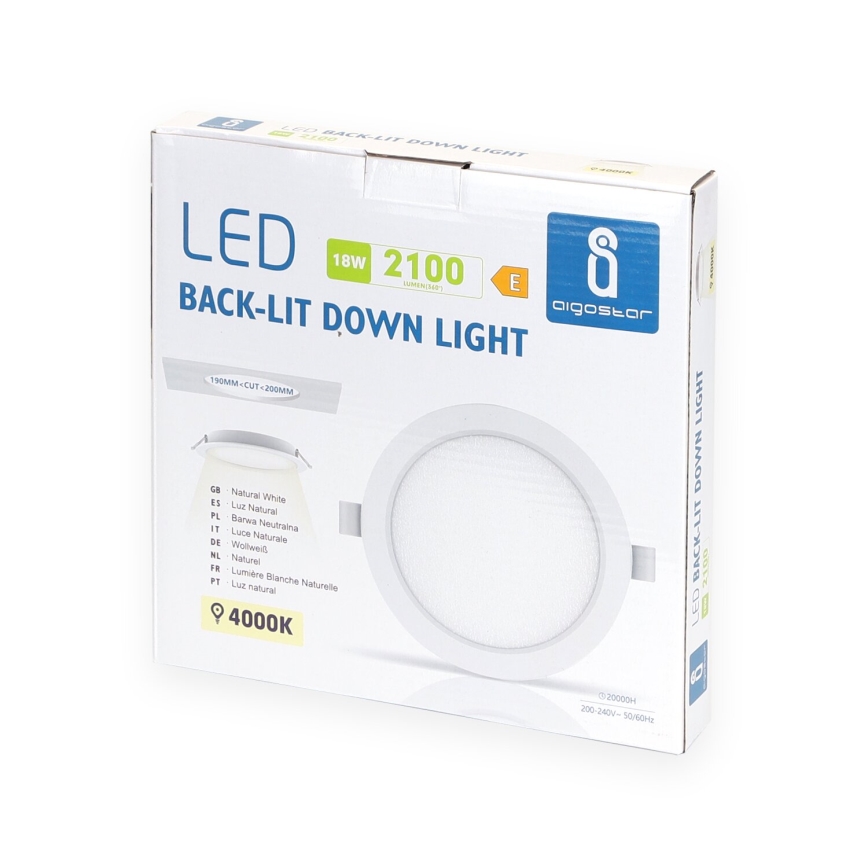 Aigostar - LED Podhľadové svietidlo LED/18W/230V 4000K pr. 22 cm biela