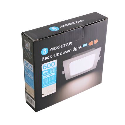 Aigostar - LED podhľadové svietidlo LED/6W/230V 3000K 12x12 cm biele