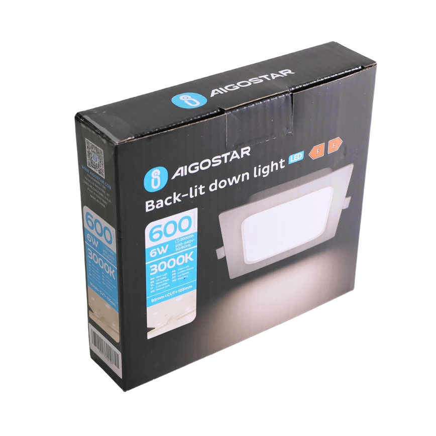 Aigostar - LED podhľadové svietidlo LED/6W/230V 3000K 12x12 cm biele