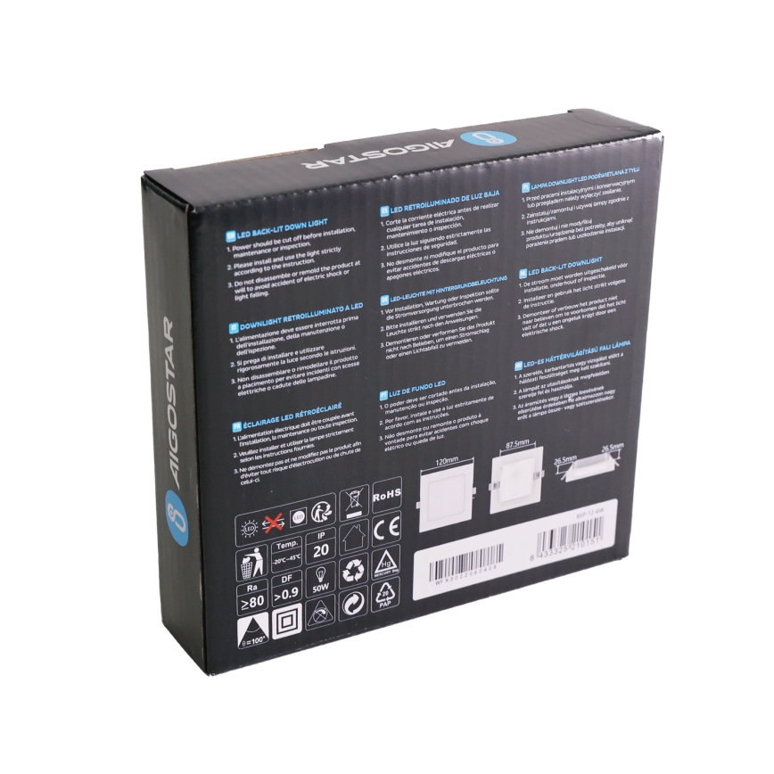 Aigostar - LED podhľadové svietidlo LED/6W/230V 3000K 12x12 cm biele