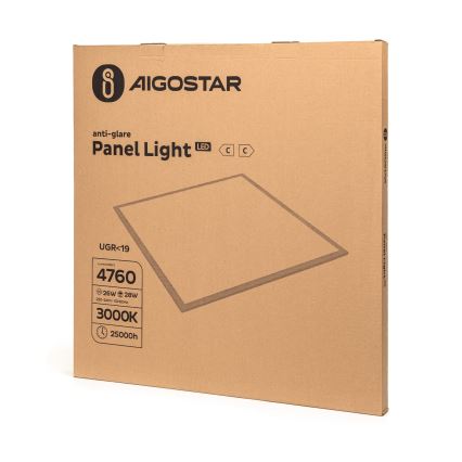 Aigostar - LED panel do podhľadu LED/28W/230V Vysoká účinnosť UGR19 3000K 59,5x59,5 cm