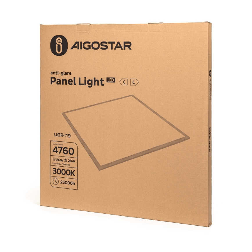 Aigostar - LED panel do podhľadu LED/28W/230V Vysoká účinnosť UGR19 3000K 59,5x59,5 cm