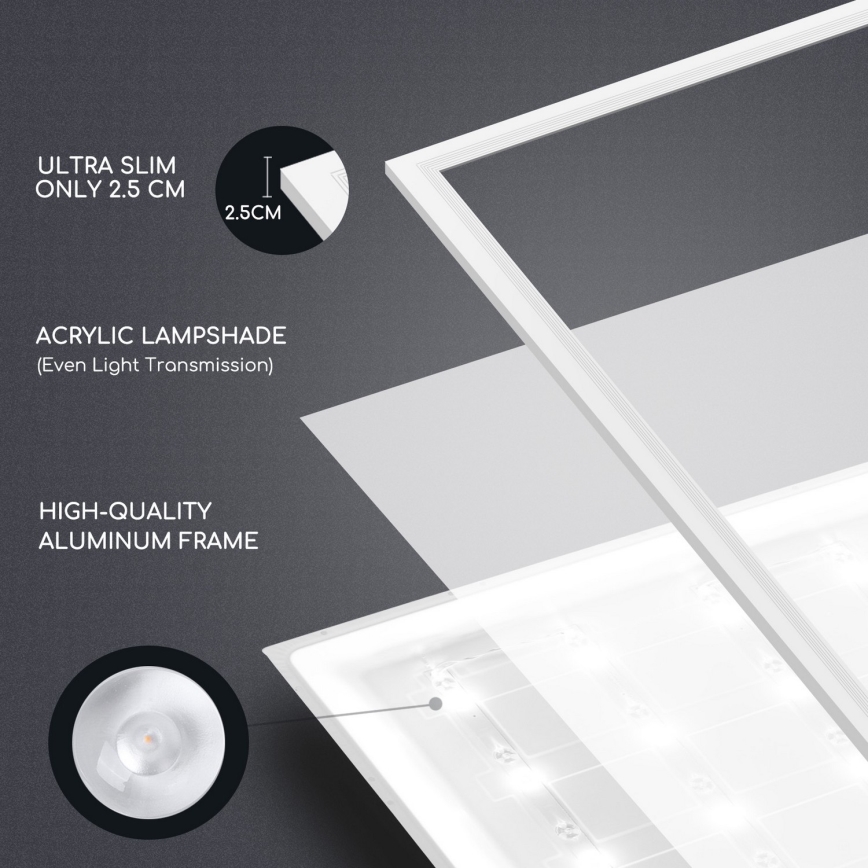 Aigostar - LED Podhľadový panel LED/40W/230V 3000K/4000K/6500K 60x60cm biela