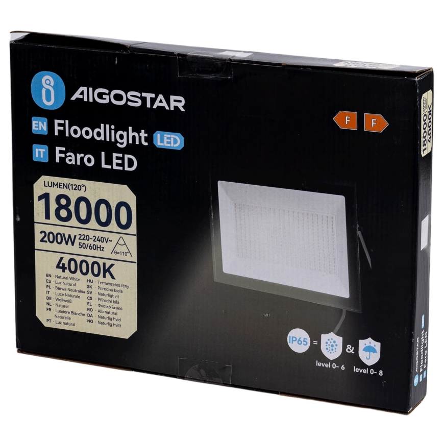 Aigostar - LED reflektor LED/200W/230V 4000K IP65 čierna