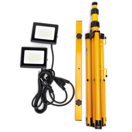 Aigostar - LED reflektor so stojanom 2xLED/30W/230V 6500K IP65 oranžová/čierna