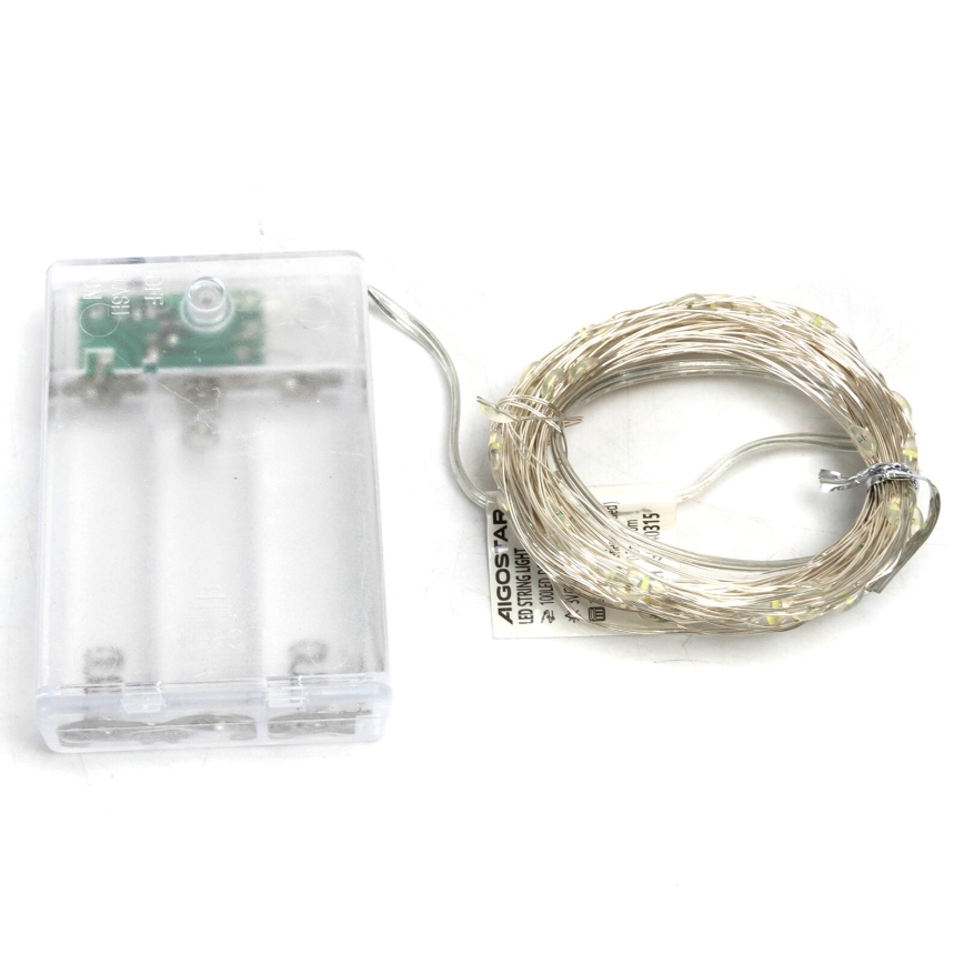 Aigostar - LED reťaz 100xLED/3xAA 10,3m studená biela