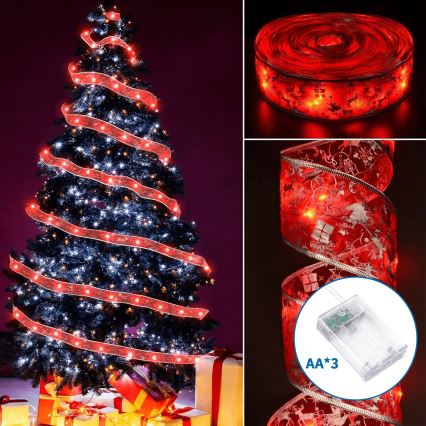 Aigostar - LED reťaz 20xLED/3xAA 2 m teplá biela červená
