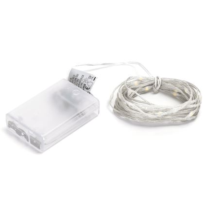 Aigostar - LED reťaz 50xLED/3xAA 5,3m teplá biela