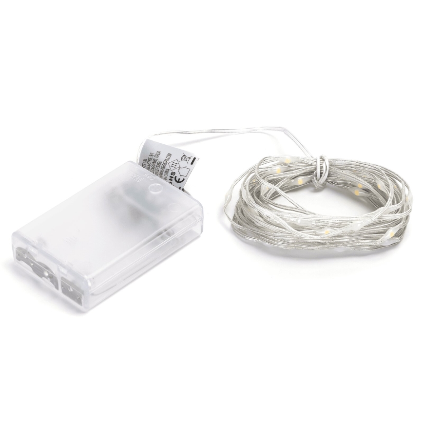 Aigostar - LED reťaz 50xLED/3xAA 5,3m teplá biela