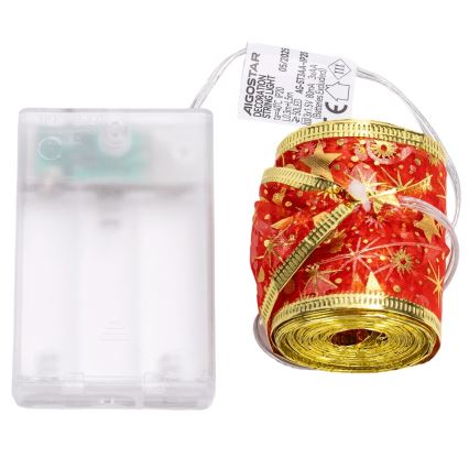 Aigostar - LED reťaz 50xLED/3xAA 5m teplá biela červená