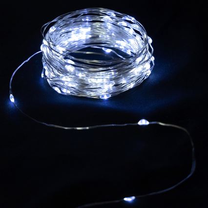 Aigostar - LED vonkajšia reťaz 50xLED/3xAA 5,3 m studená biela
