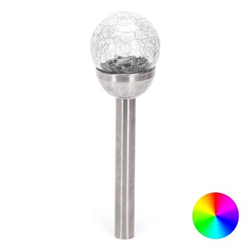Aigostar - LED RGB Solárna lampa LED/0,006W/1,2V 37,8cm matný chróm IP44