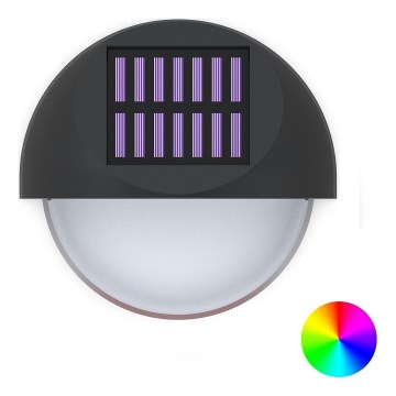 Aigostar - LED RGB Solárne nástenné svietidlo LED/1W/1,2V čierna IP44 200 mAh