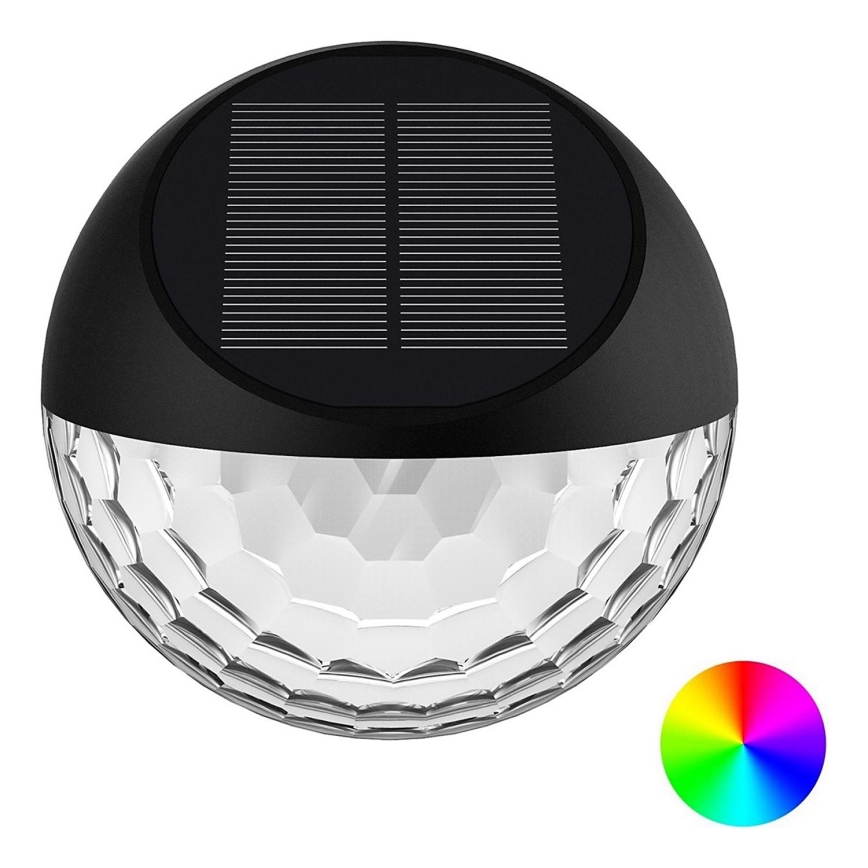 Aigostar - LED RGB Solárne nástenné svietidlo LED/2W/1,2V čierna IP44