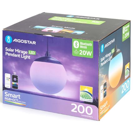 Aigostar - LED RGB Stmievateľný solárny luster MESH LED/20W/3,7V 4000 mAh 2700K-6500K IP65 pr. 20 cm