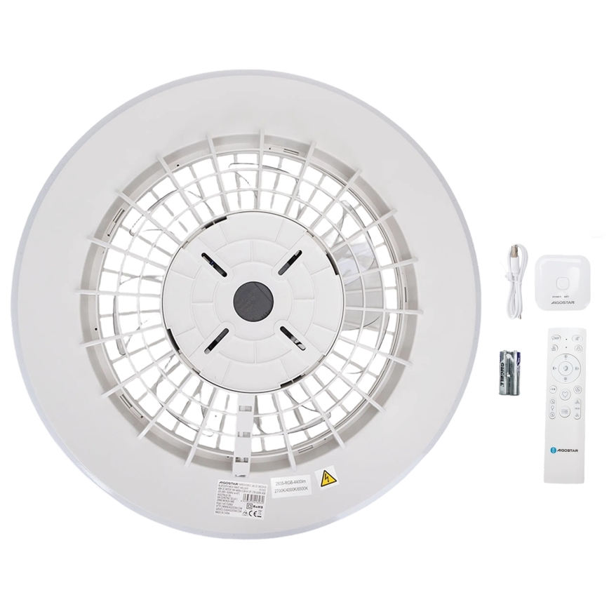 Aigostar - LED RGB Stmievateľné stropné svietidlo s ventilátorom MESH LED/40W/230V 2700-6500K biela + diaľkové ovládanie