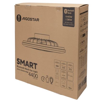 Aigostar - LED RGB Stmievateľné stropné svietidlo s ventilátorom MESH LED/40W/230V 2700-6500K biela + diaľkové ovládanie