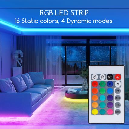 Aigostar - LED RGB Stmievateľný pásik 3m LED/24W/12/230V IP65 + diaľkové ovládanie