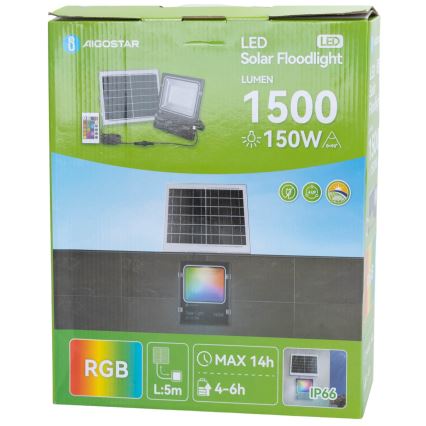 Aigostar - LED RGB Stmievateľný solárny reflektor LED/150W/3,2V IP66 + diaľkové ovládanie