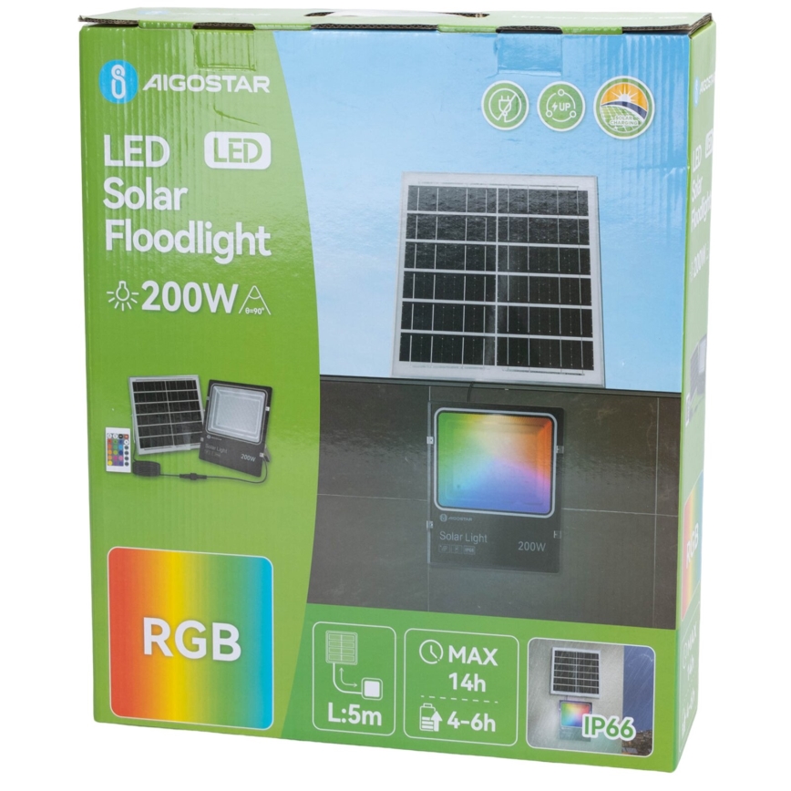 Aigostar - LED RGB Stmievateľný solárny reflektor LED/200W/3,2V IP66 + diaľkové ovládanie