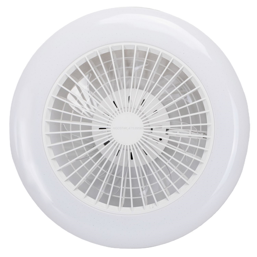 Aigostar - LED RGBW Stmievateľné stropné svietidlo s ventilátorom LED/40W/230V 2700-6500K pr. 48,5 cm biela + diaľkové ovládanie