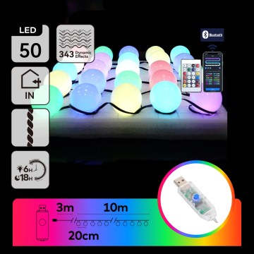 Aigostar - LED RGBIC Dekoratívny svetelný reťaz 25xLED/5W/USB 10 m viacfarebný