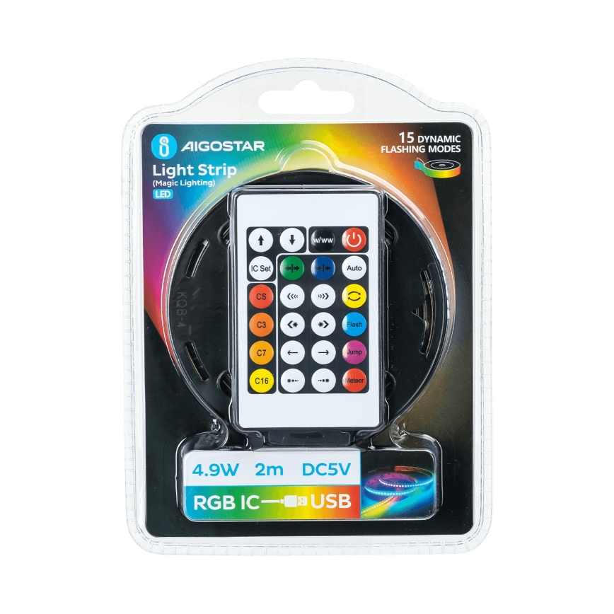 Aigostar - LED RGBIC Stmievateľný pásik 2m LED/4,9W/5V + diaľkové ovládanie