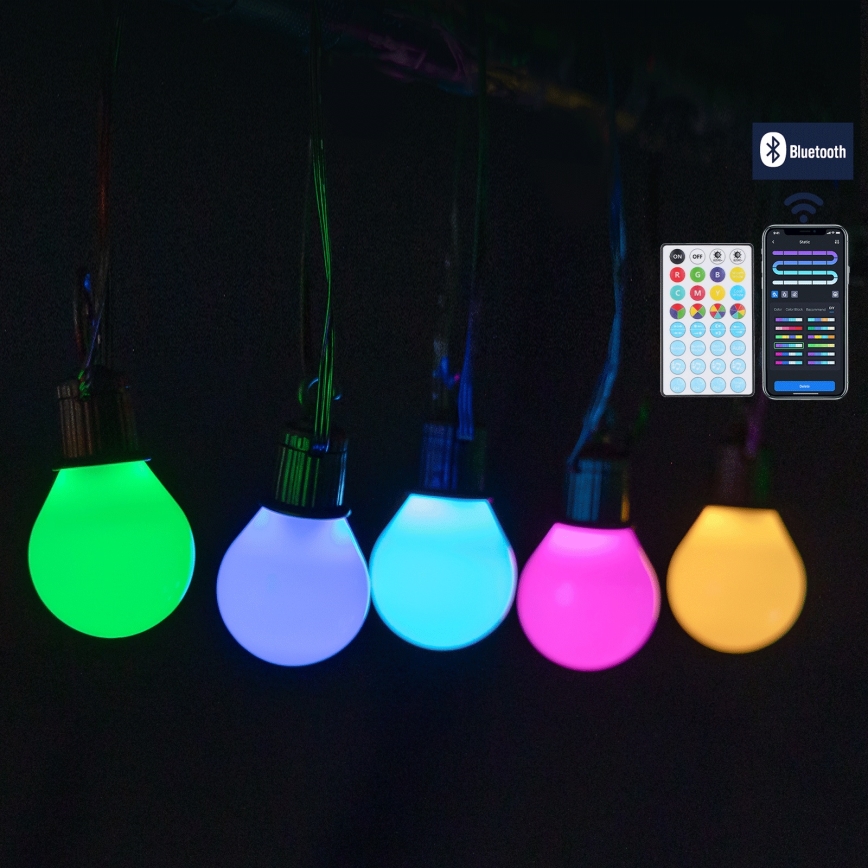 Aigostar - LED RGBICW Inteligentná vonkajšia MESH reťaz 25xLED 5 m IP44 + diaľkové ovládanie