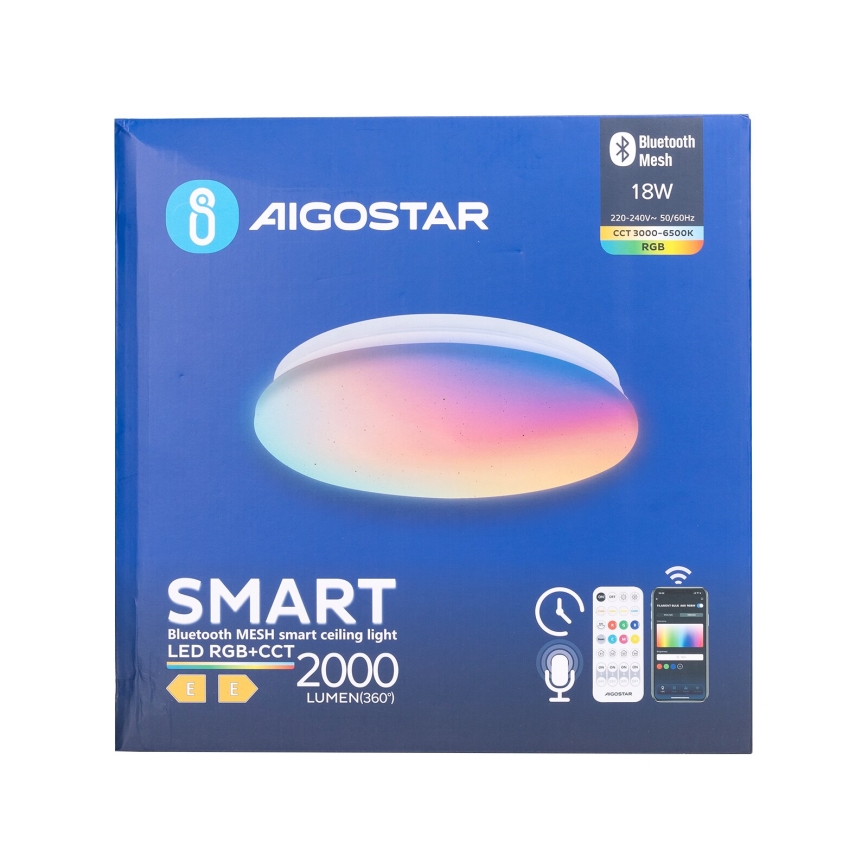 Aigostar - LED RGBW Stmievateľné kúpeľňové stropné svietidlo MESH Smart LED/18W/230V 3000-6500K IP44 + diaľkové ovládanie